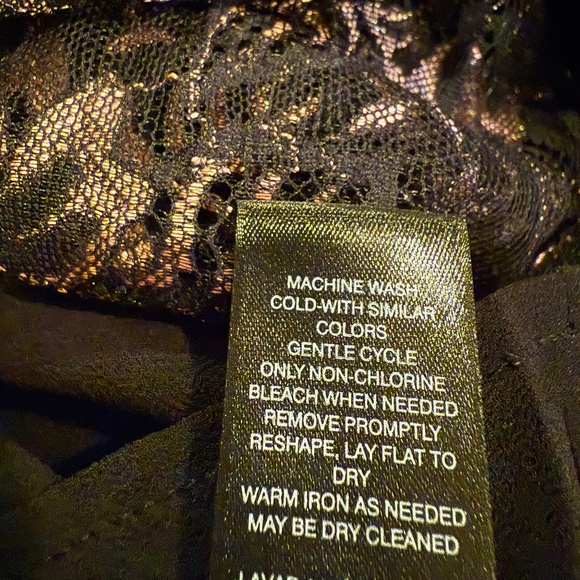 This is a new (with tags) beautiful black and rose gold blouse, size 4, WHBM - Picture 9 of 9